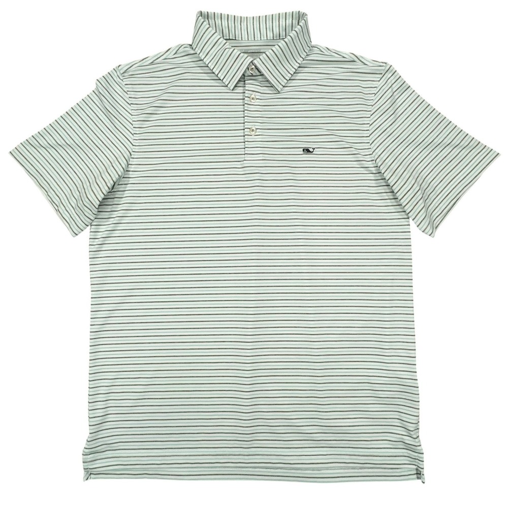 Vineyard Vines On-The-Go Sankaty Polo Shirt Mens S Blue Green White Striped OTG